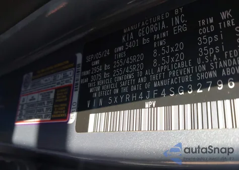 2025 Kia Sorento Ex from USA, damaged, VIN 5XYRH4JF4SG327962